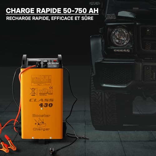 WilTec Chargeur de Batterie Boost 430 - Véhicules Automobiles et Motocycles - Professionnels et Amateurs - Chargement Ra