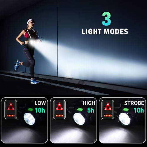 Joltix Lampe Pectorale Running 5 LEDs Éclairage USB Rechargeable Lumière Courir Étanche Réfléchissante