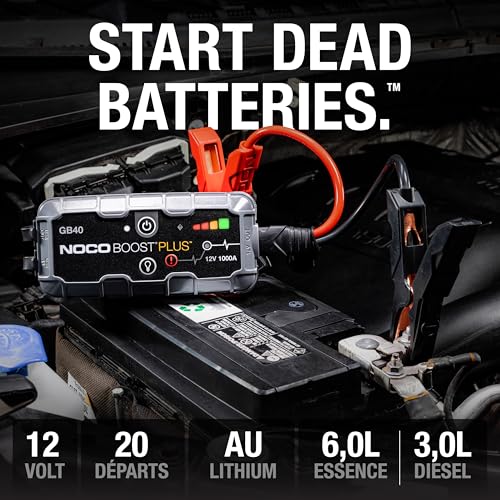 NOCO Boost GB40 UltraSafe: Démarreur Lithium 12V avec Powerbank & Chargeur USB pour Moteurs 6,0L & 3,0L