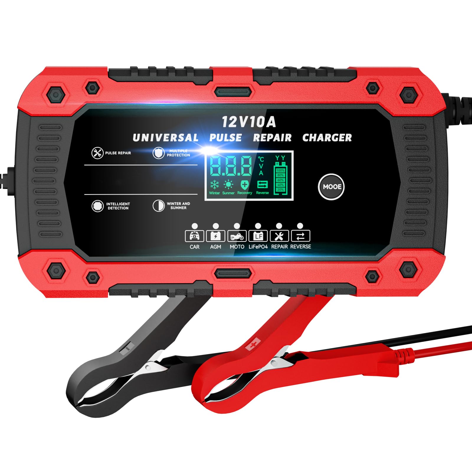 Husgw 12V/24V 10A Chargeur Batterie Lithium